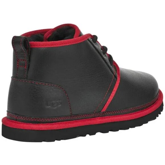 UGG [NEW] Neumel Leather Ankle Boots Wool Lining Black with Red Trim 1133777 - Picture 4 of 5